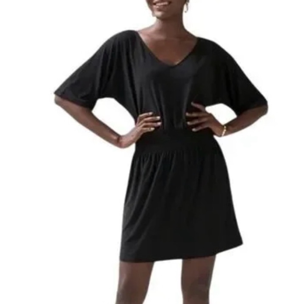 Fun and Classy Black V-Neck Mini Dress - Picture 2 of 13